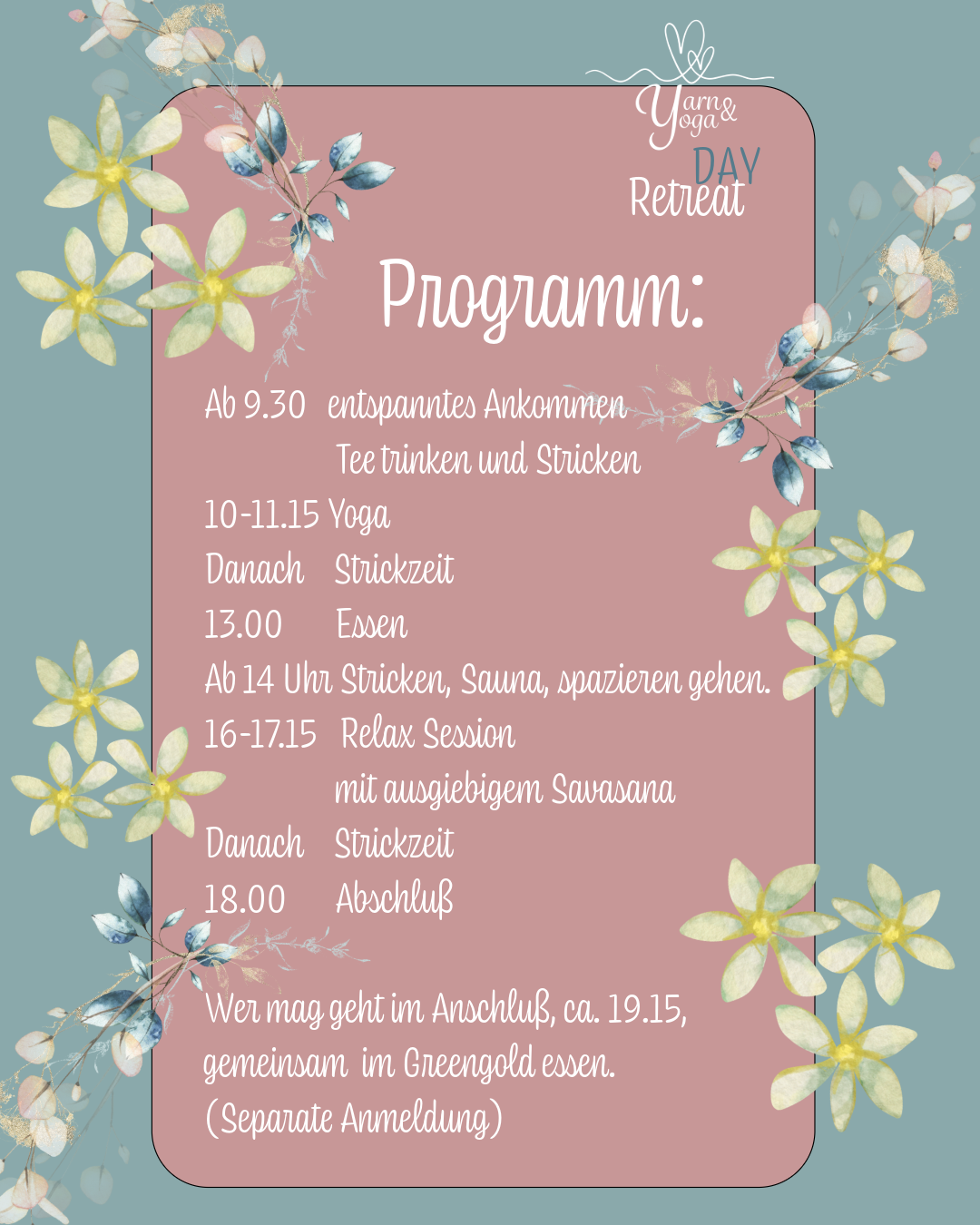 YARN & YOGA Tagesretreat auf Gut Oestergaard - buchbar hier ab 21. August